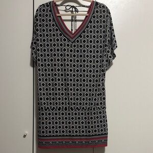 White House/Black Market Geometric Black and White Midi Dress